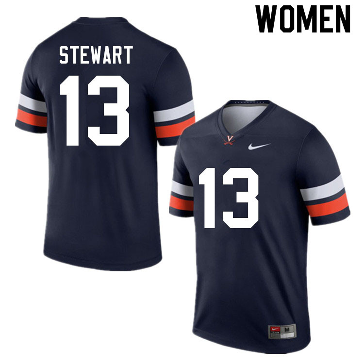 Women #13 Hunter Stewart Virginia Cavaliers College Football Jerseys Sale-Navy - Click Image to Close